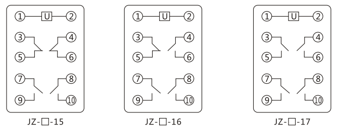 JZY（J)-214X靜態中間繼電器內部接線圖及外引接線圖
